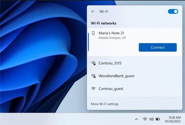 Win11预览版加入新功能:可通过Wi-Fi面板直接开启手机热点 - v2ra小站