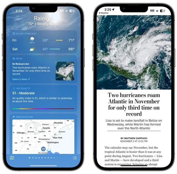看天气顺带看新闻:iOS 16.2天气App加入Apple News新闻模块 - v2ra小站
