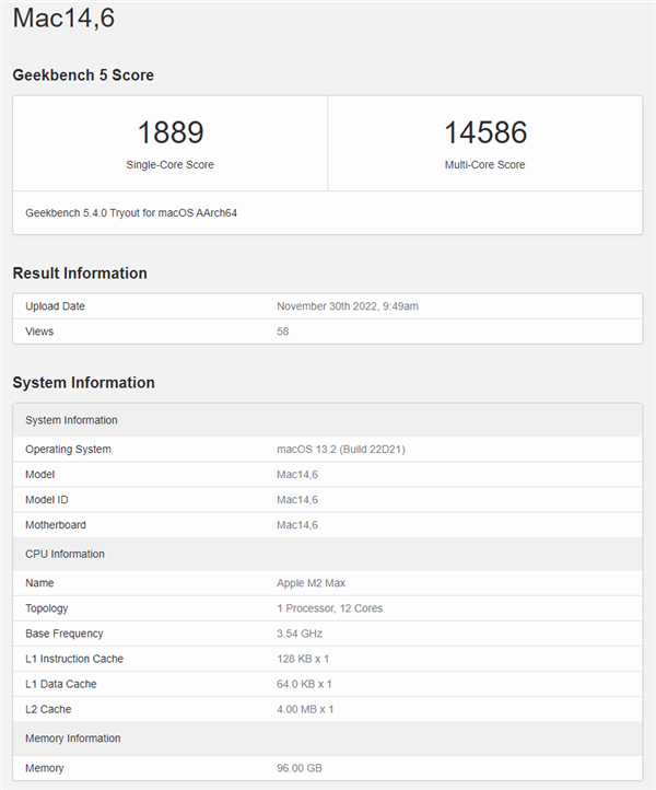 媲美i7-12700K!苹果M2 Max跑分首曝:12核心配96GB内存 - v2ra小站