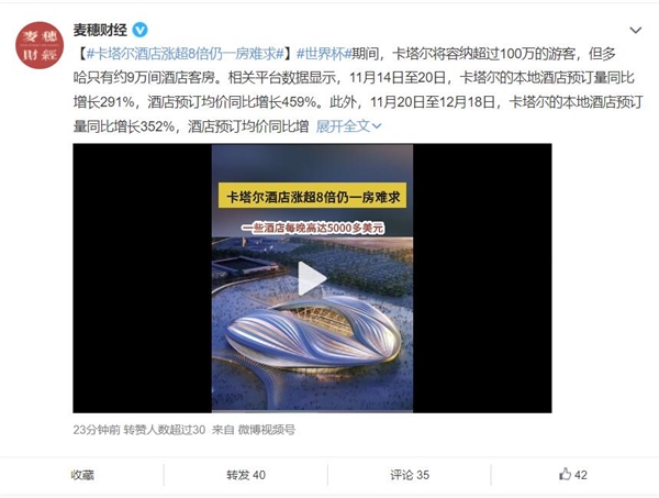 卡塔尔酒店涨超8倍仍一房难求:住一晚花3万多 球迷难以承受 - v2ra小站