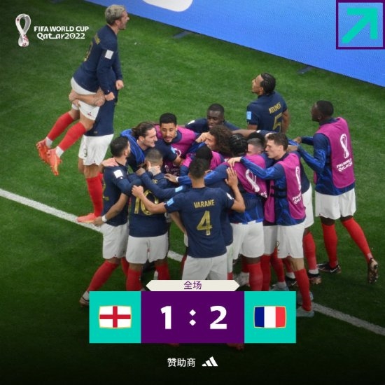 世界杯英法大战结束!法国2-1淘汰英格兰 晋级四强 - v2ra小站