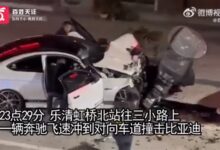 温州一奔驰越线撞击比亚迪 比亚迪调转180度 车头都快没了 - v2ra小站