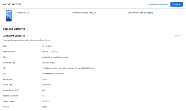 第一次三位数字:vivo Y100现身 搭载天玑900 - v2ra小站